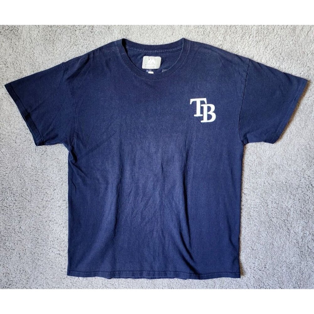Tampa Bay Rays Wander Franco #5 MLB Majestic Blue T Shirt Size Large 100% Cotton
